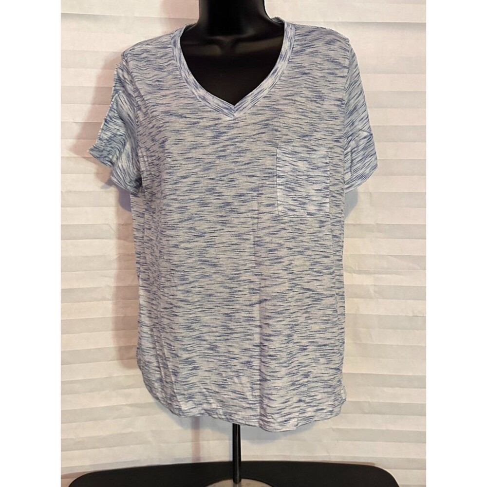 Just Be Blue Variegated V Neck T-Shirt Women's 1X